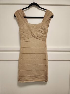 Forever 21 Gold Shimmer Mini Bandage Dress